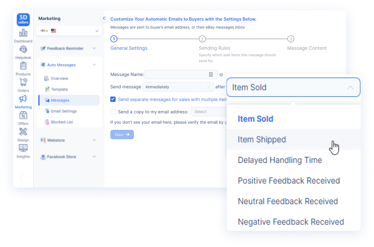 eBay Auto Messages 3Dsellers eBay Email Marketing